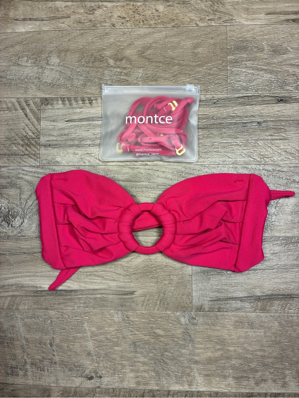 Montce Tori Ties Raspberry Bandeau Bikini Top - Picture 3 of 12